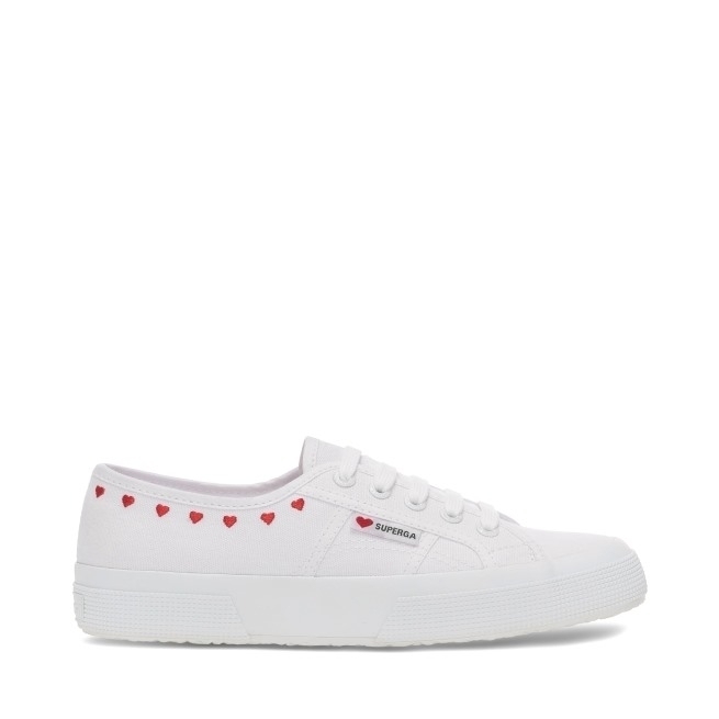 Superga 2750 Coraçõezinhos Bordado Coração Branco-vermelho