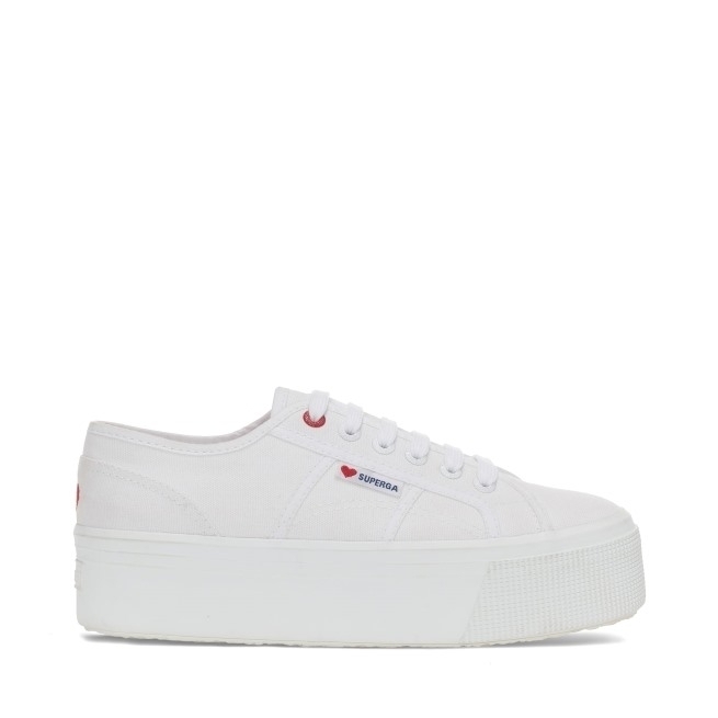Superga 2790 Coraçãozinho Bordado Branco - Coração Vermelho