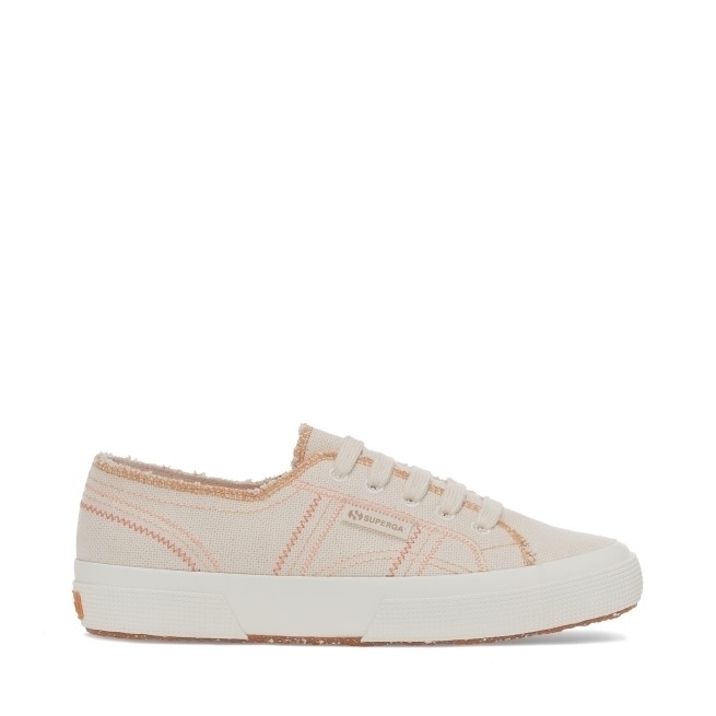 Superga 2750 Costura Orgânica Bege Cru-laranja Damasco