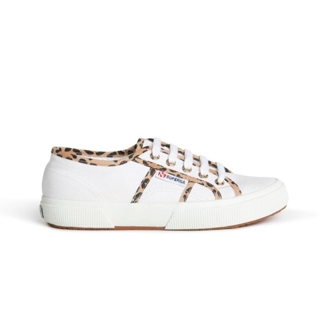 Superga 2750 White Leo Piping White Leopard