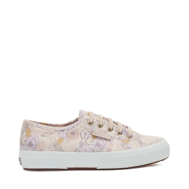 Superga 2750 Estampa Floral Pêssego Flores Lila-laranja