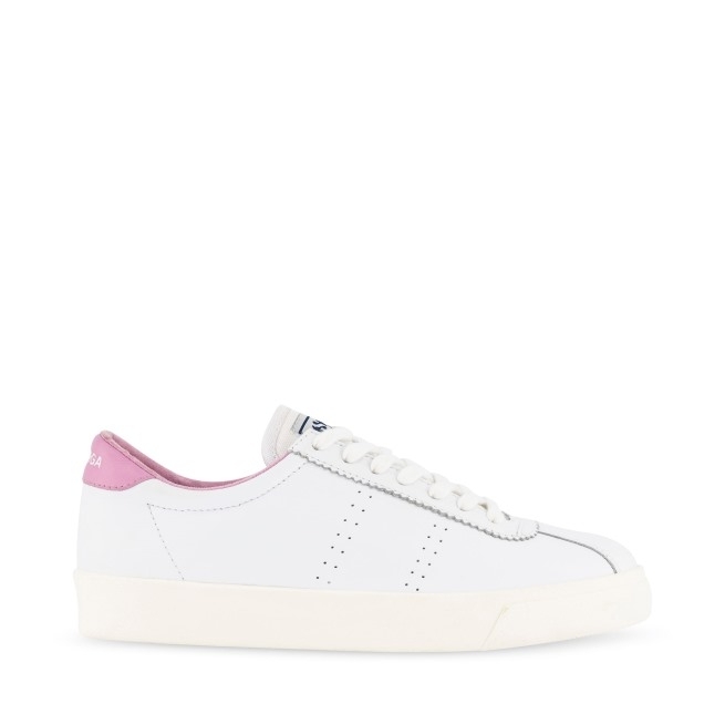 Superga 2843 Club S Comfort Couro Branco Rosa Malva