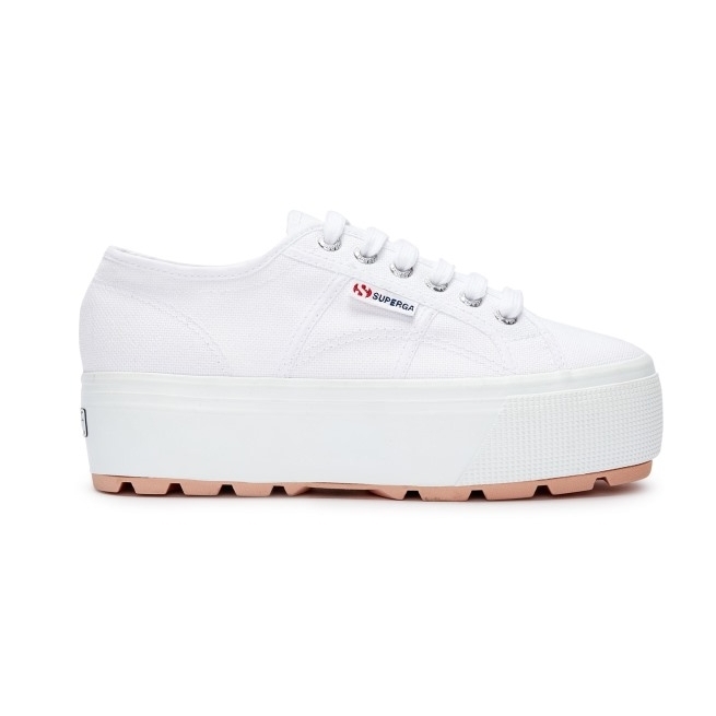 Superga 2790 Tanque Branco-rosa Fumaça
