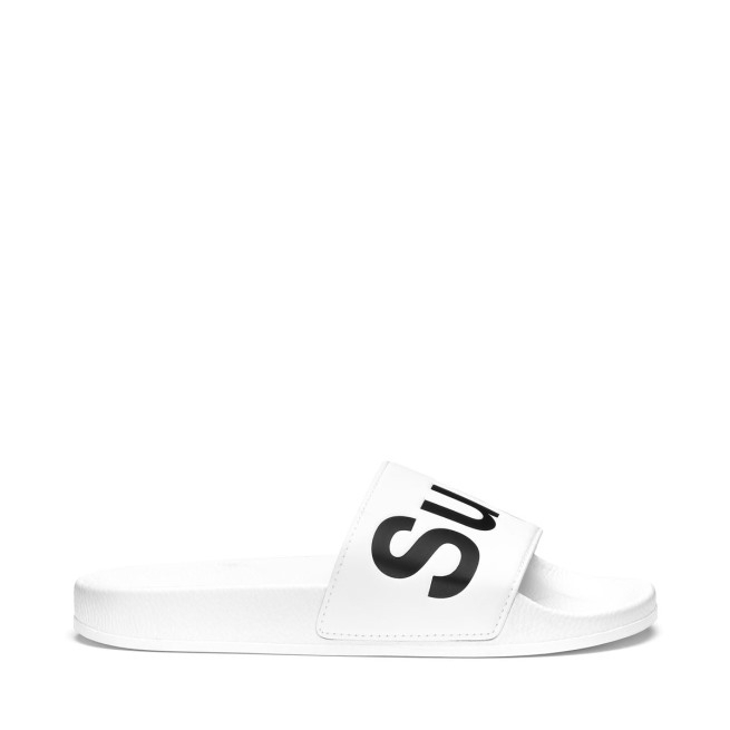 Slides Superga 1908 Polysoft Branco Preto Branco