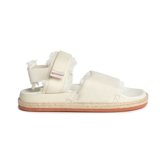 Superga 1911 Sandália Com Franjas Orgânica Ca Bege Natural