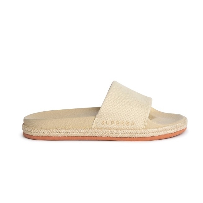 Superga 1908 Slides Corda De Lona Orgânica Eclipta Madagascar Amêndoa