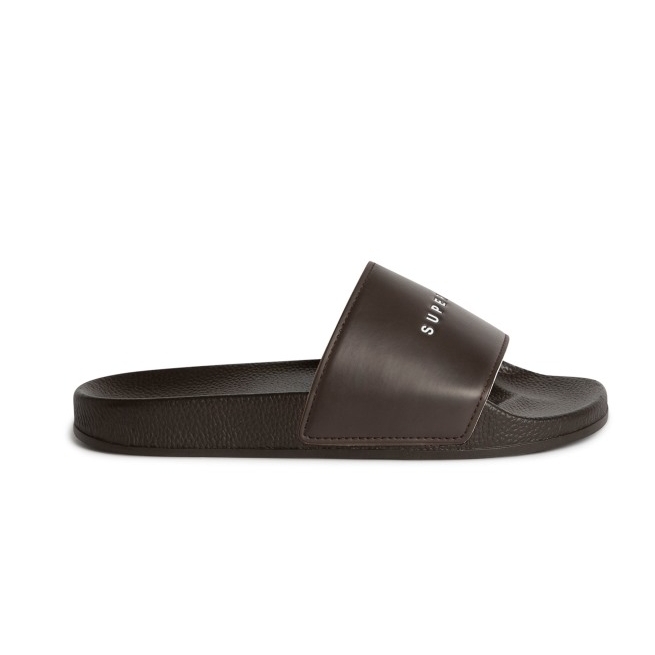 Slides Superga 1908 Polysoft Chocolate Branco