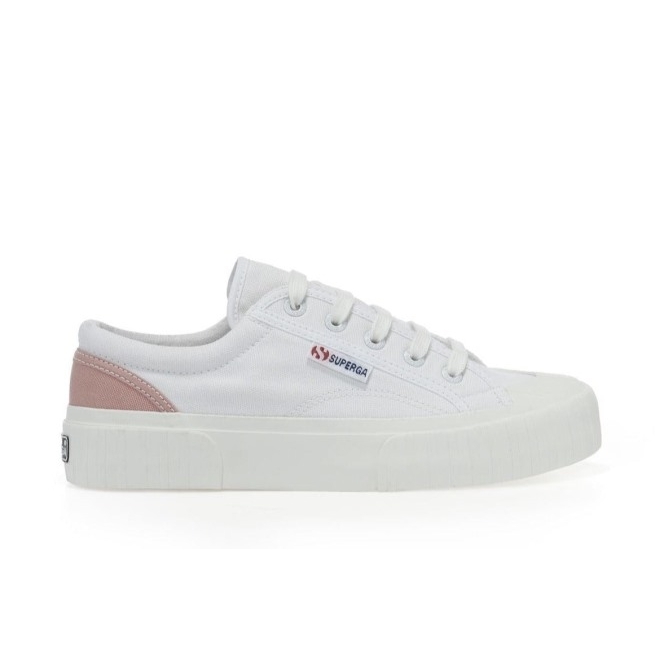 Superga 2630 Listrado Acolchoado Branco-rosa Empoeirado