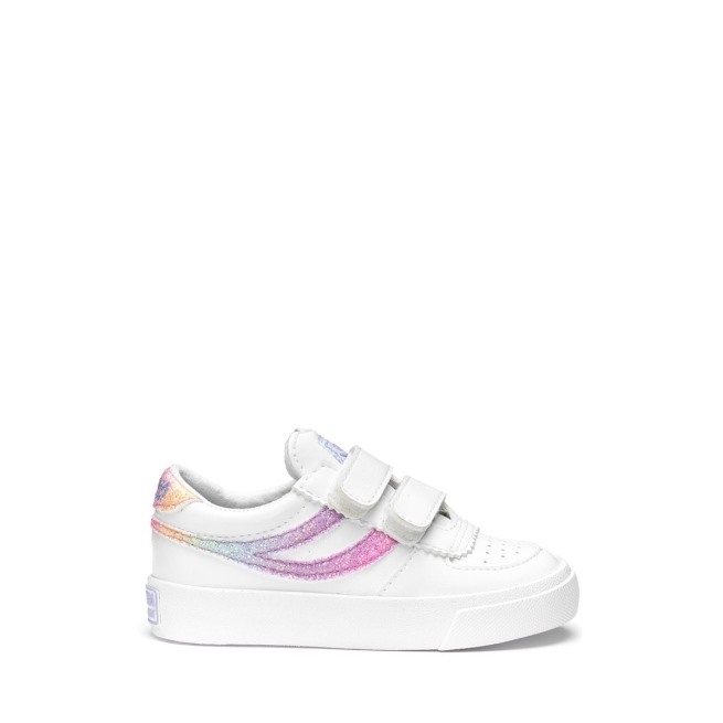 Superga 2846 Kids Seattle Straps Iride Branco-rosa Pastel Multic