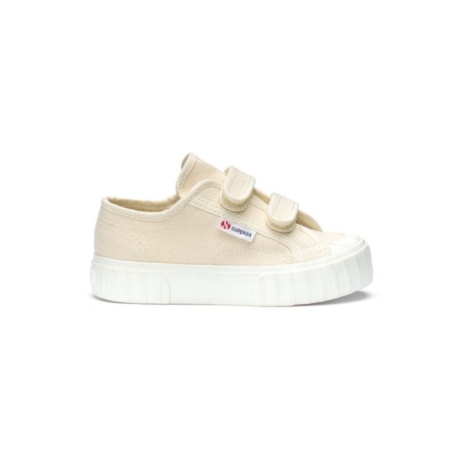 Superga 2630 Kids Tiras Listradas Bege Cru