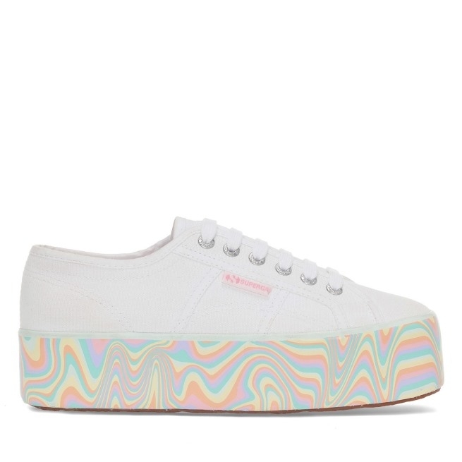 Superga 2790 Multicolor Liquefazer Sola Pastéis Brancos Multicoloridos