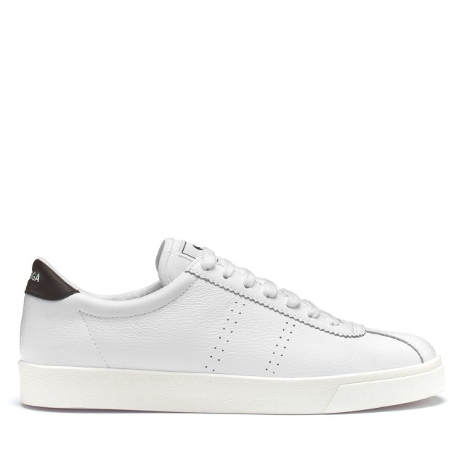Superga 2843 Club S Comfort Couro Branco-marrom Ameixa-f Avorio