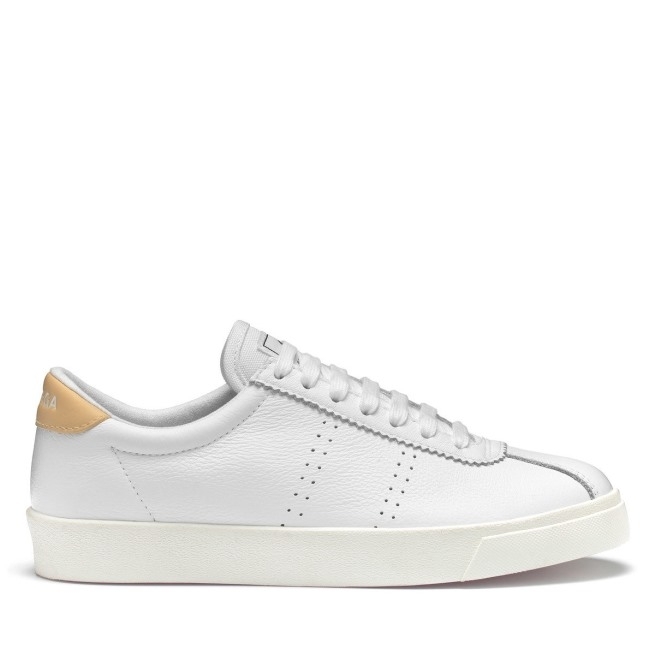 Superga 2843 Club S Comfort Couro Branco-amarelo Lt F Avorio
