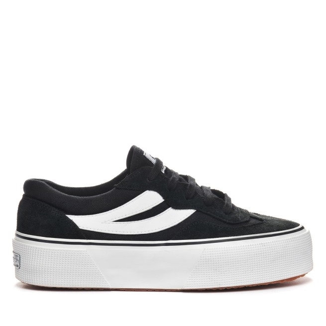 Superga 3041 Revólver Plataforma Colorblock Preto E Branco