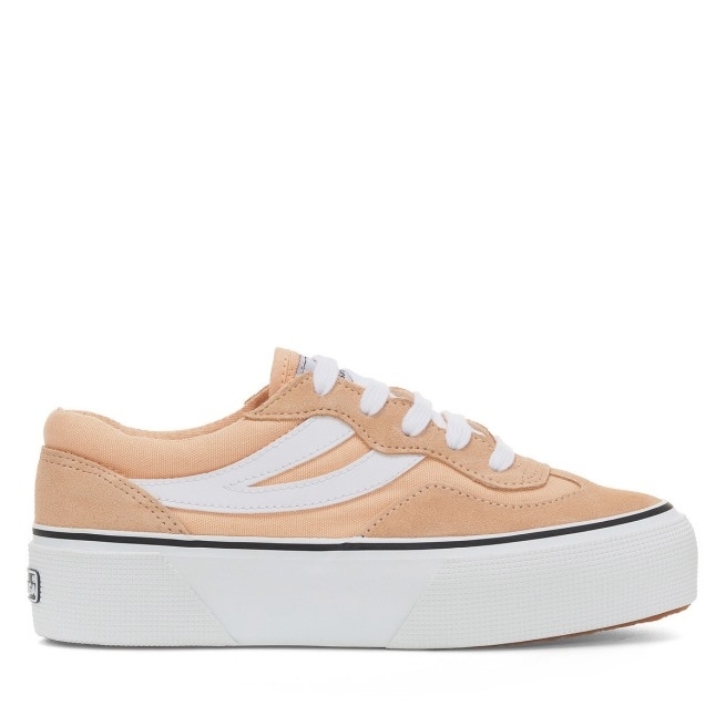 Plataforma Colorblock Superga 3041 Revólver Rosa Pêssego Branco