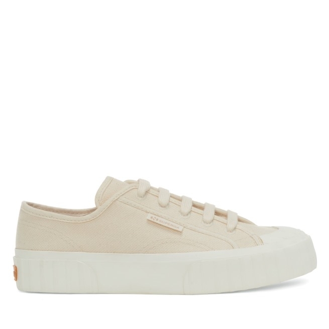 Superga 2630 Stripe Lona Orgânica Bege Cru