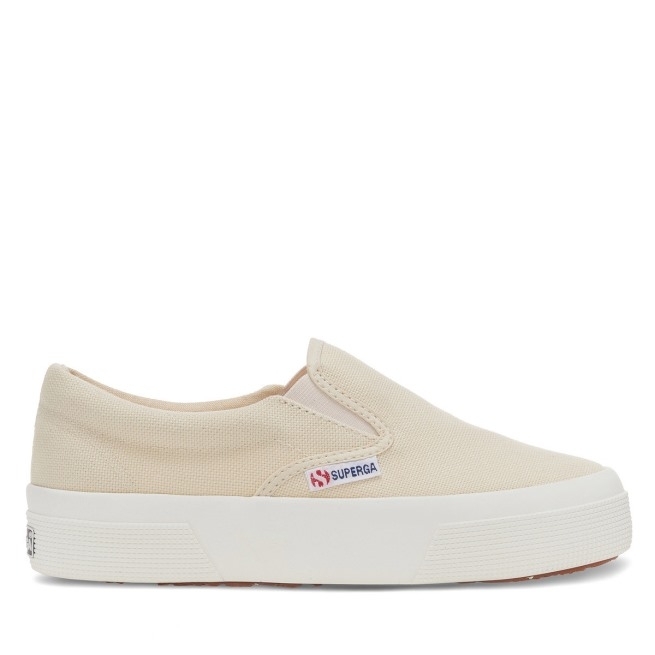 Superga 2740 Plataforma Slip On Bege Lt Eggshell-f Avorio