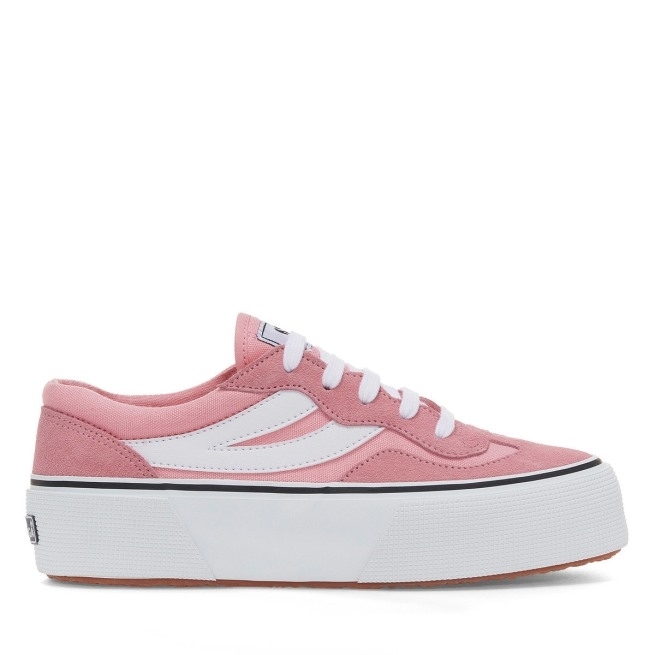 Plataforma Colorblock Superga 3041 Revólver Rosa -branco