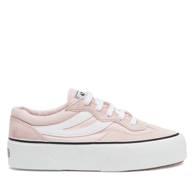 Superga 3041 Revolley Plataforma Colorblock Rosa E Branco