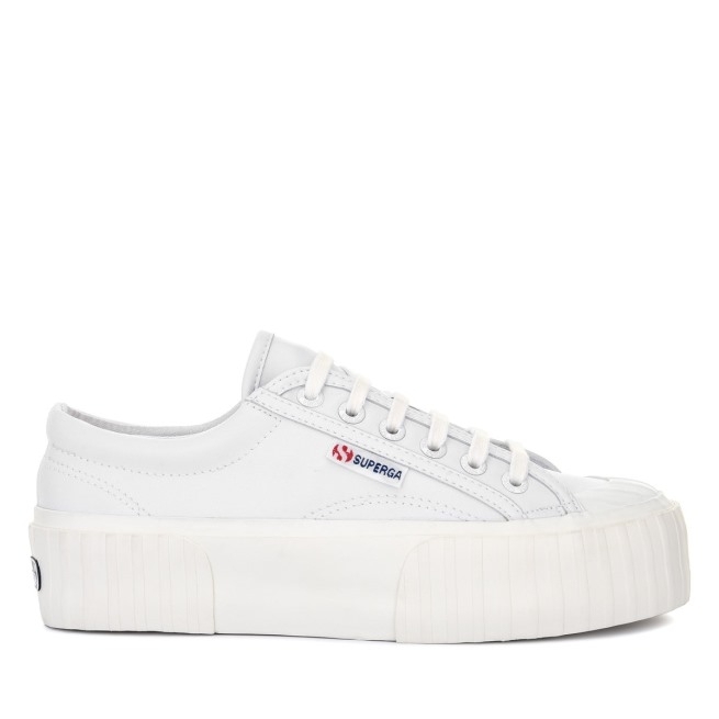 Superga 2631 Plataforma Listrada Vegan Branco-branco Avorio