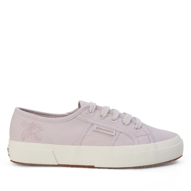 Superga 2750 Corante Natural Bordado Rosa Magenta Folhas