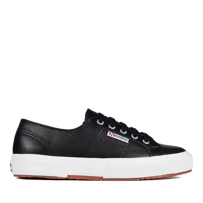 Superga 2750 Nappa Lea Preto E Branco