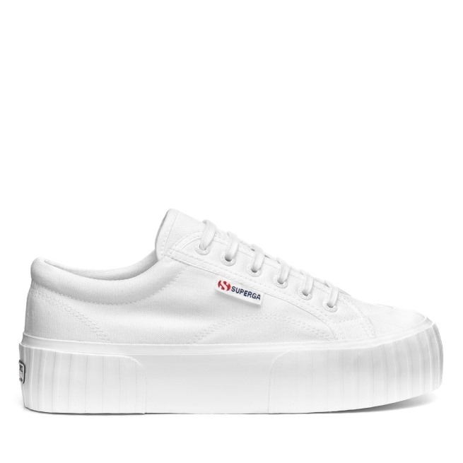 Plataforma Listrada Superga 2631 Branco-branco Avorio