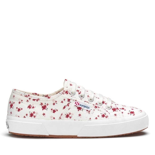Superga 2750 Estampado De Flores Branco Avorio-vermelho