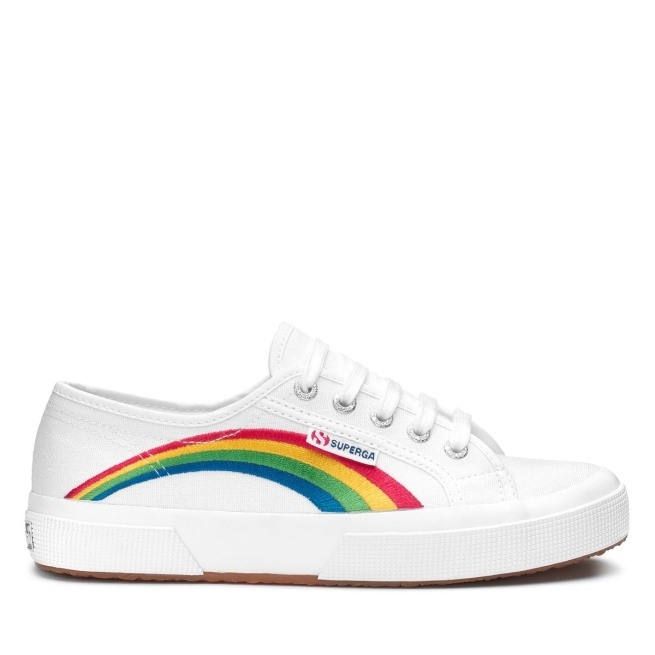 Superga 2750 Arco-íris Bordado Arco-íris Branco