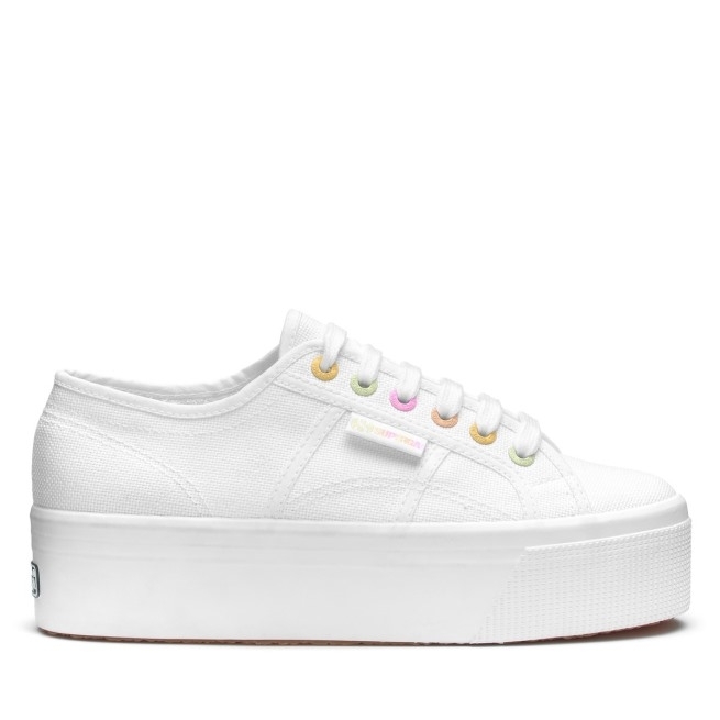 Superga 2790 Detalhes Do Arco-íris Branco-doce Multicolorido