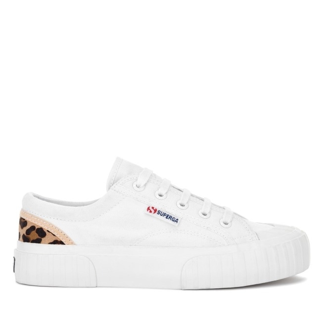 Superga 2630 Listras Acolchoadas Leopardo Branco-leopardo