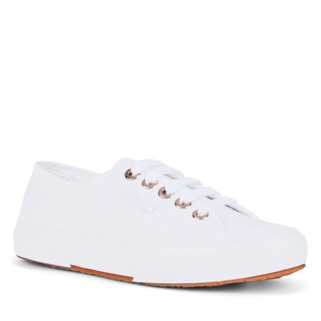 Superga 2750 Cotu Ilhós Grandes Ouro Rosa Branco