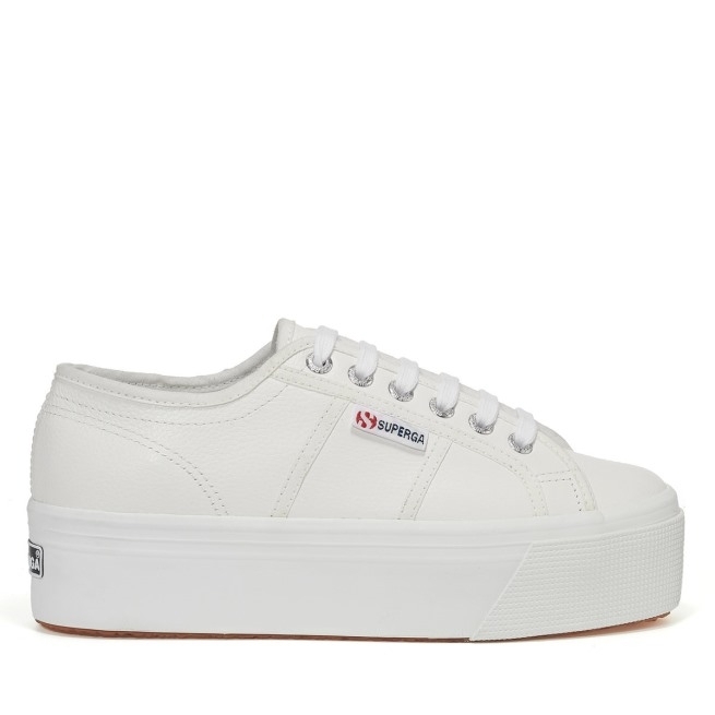 Superga 2790 Couro Flor Integral Branco E Branco