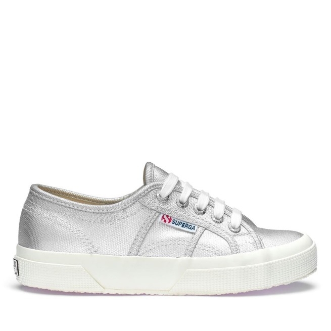 Superga 2750 Lona Metalizada Cinza Prateado Mate-f Avorio