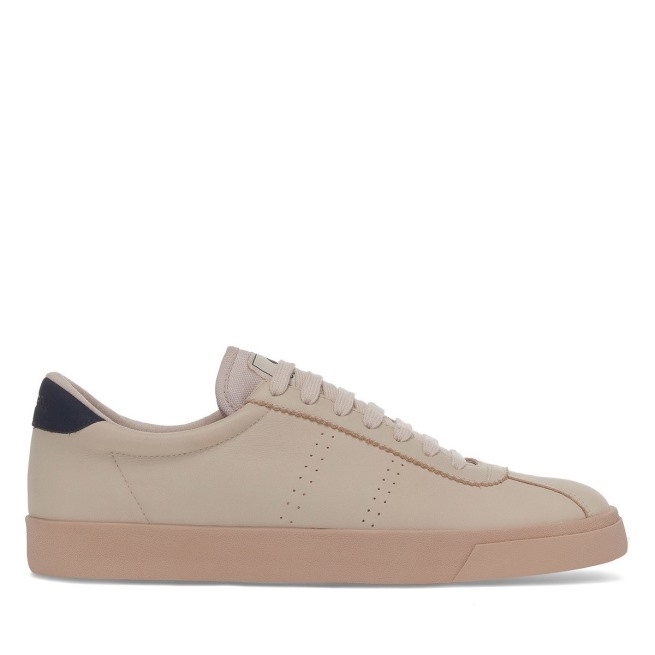 Superga 2843 Club S Prime Couro Macio Fog-navy-f Tabaco
