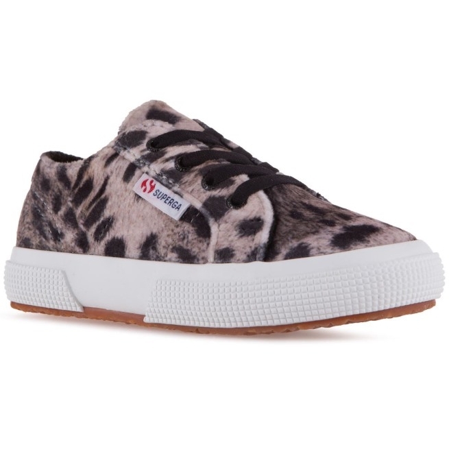Superga 2750 Kids Print Veludo Cinza Leopardo