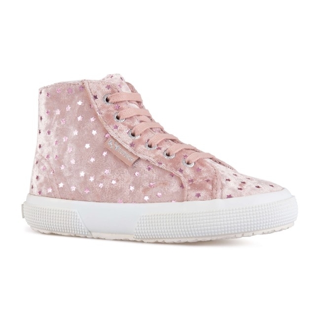 Superga 2795 Kids Veludo Estrelas Rosa Pálido Lilás-rosa Fumaça Sta