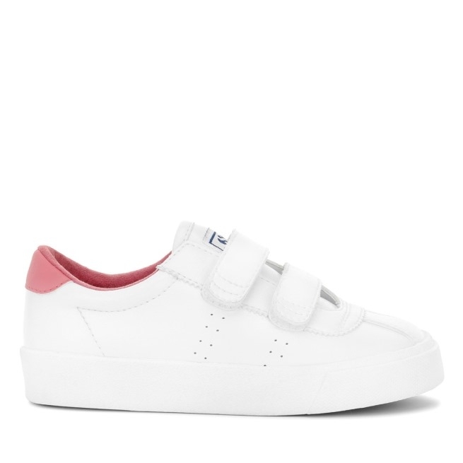 Superga 2843 Kids Club S Vegan Branco-rosa Empoeirado