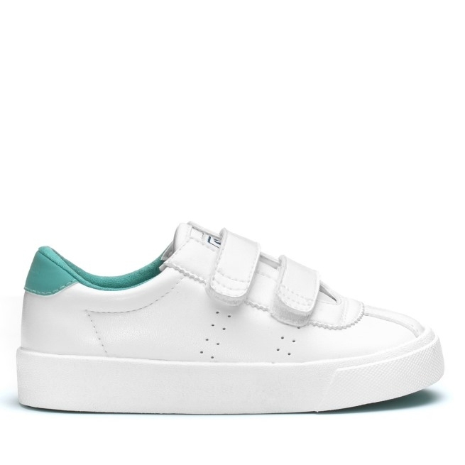 Superga 2843 Kids Club S Vegan Branco-turquesa Empoeirado