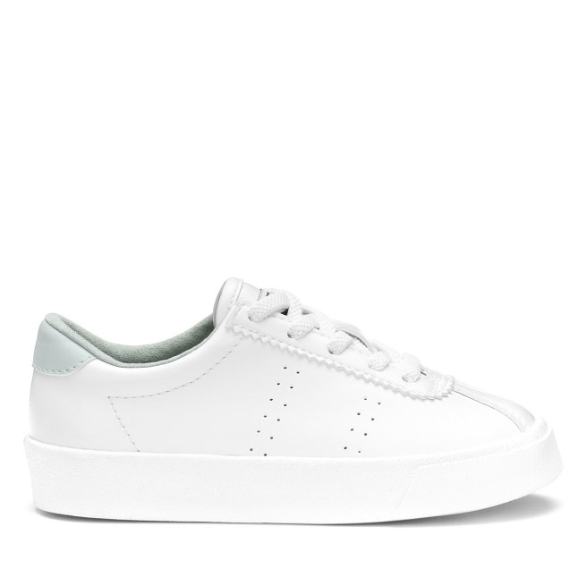 Superga 2843 Kids Club S Vegan Couro Branco-verde Iceberg