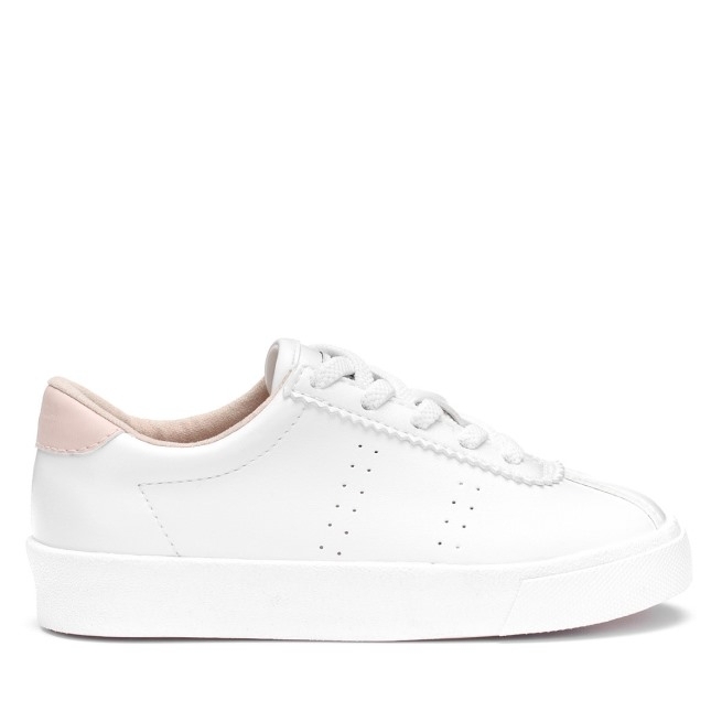 Superga 2843 Kids Club S Couro Vegano Pele Branco-rosa