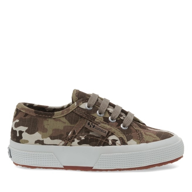Superga 2750 Kids Camo Ripstop Bege Raw Camuflagem